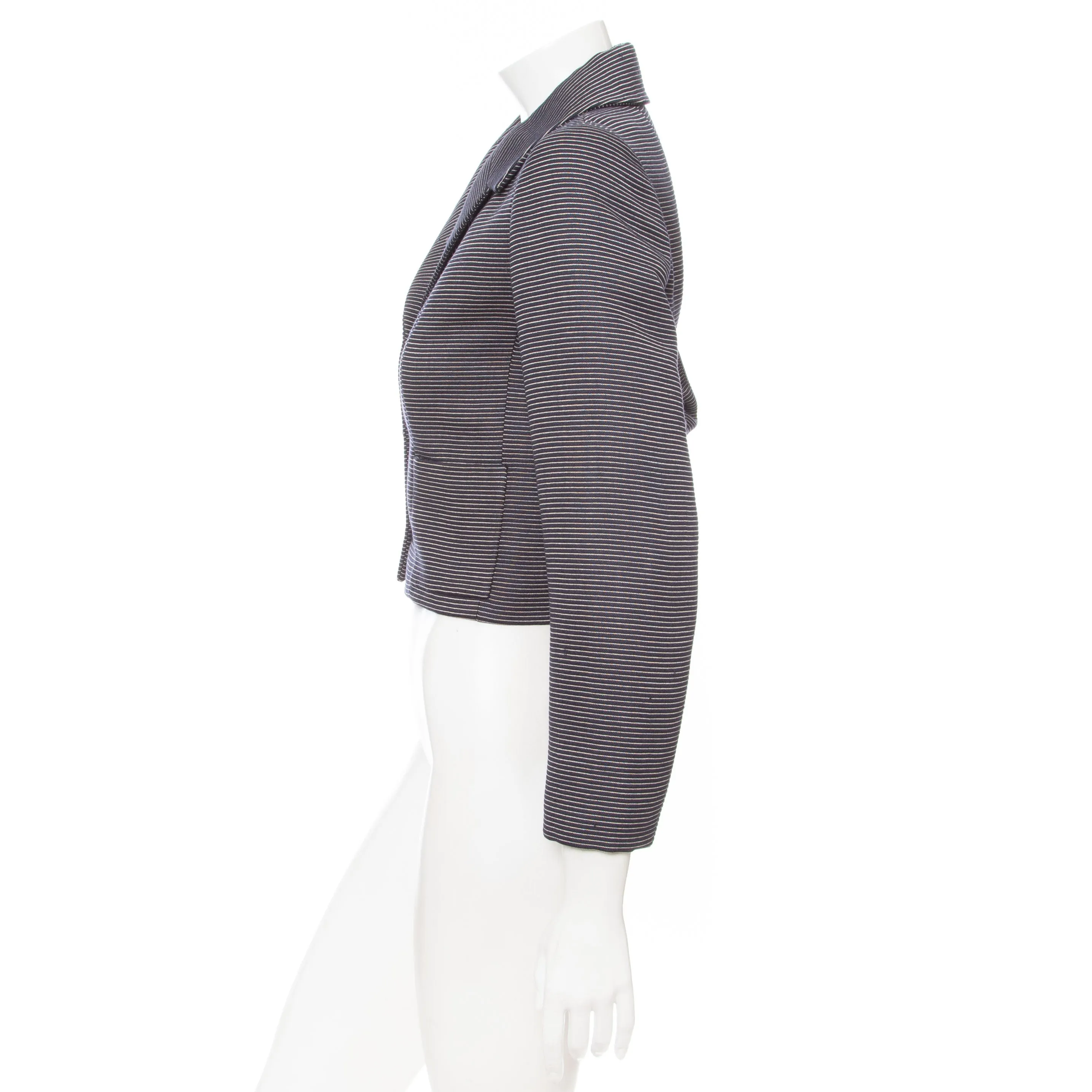 2001 Navy Blue Striped Wool-Silk Blazer