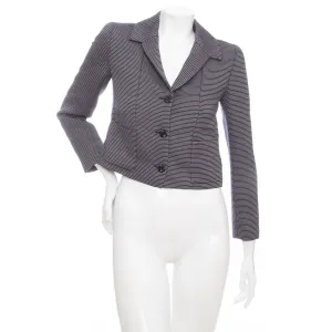 2001 Navy Blue Striped Wool-Silk Blazer