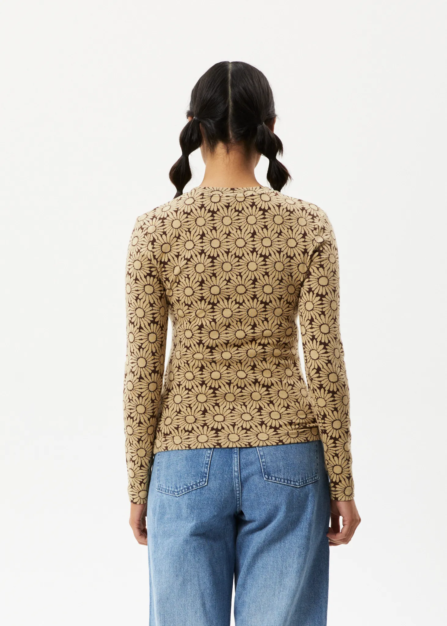 AFENDS Womens Daisy - Long Sleeve Cut Out Top - Toffee