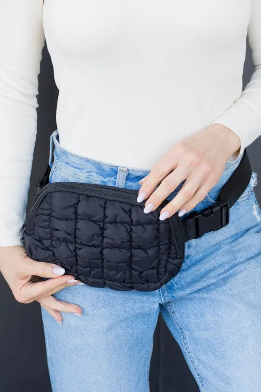 Anya Quilted Puffer Sling Belt Bag