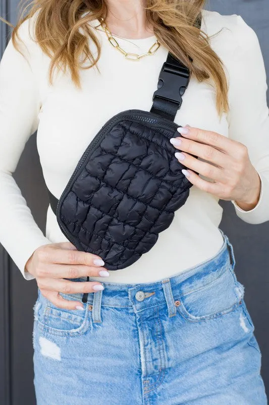 Anya Quilted Puffer Sling Belt Bag