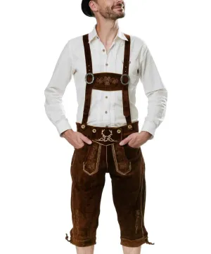 Bavarian Lederhosen Men Kneebound Dark Brown