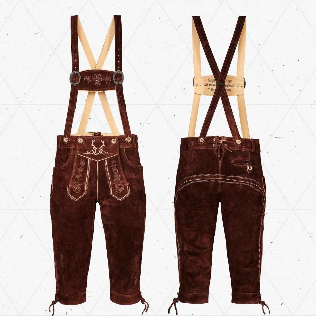 Bavarian Lederhosen Men Kneebound Dark Brown