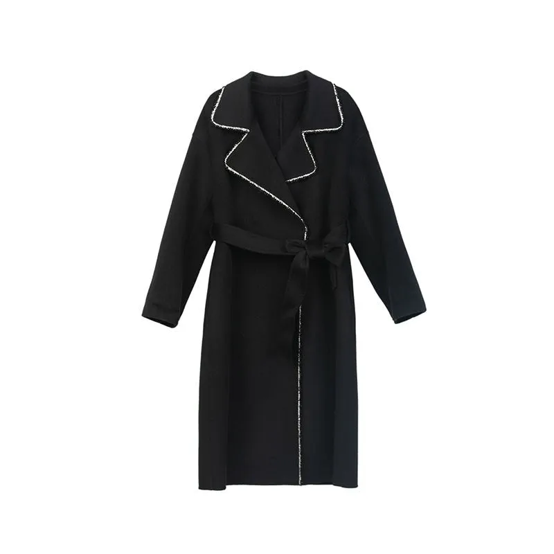 Black Large Collar Wool Overcoats