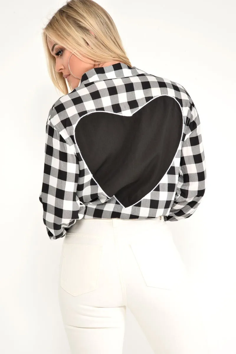 Black White Check Longline Shirt - Jaynie