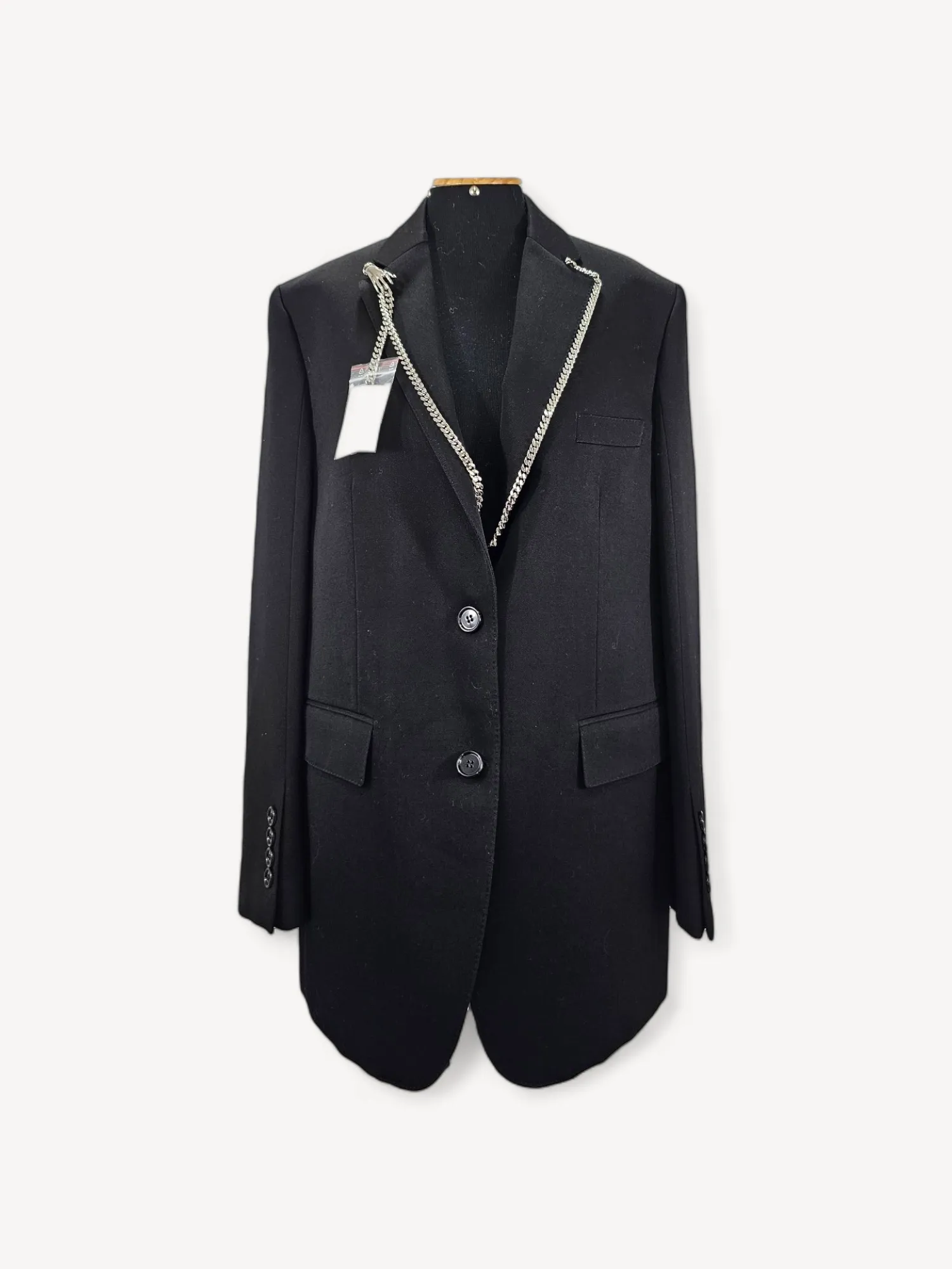 Blazer Burberry Chain-Trimmed Single-Breasted Wool Black