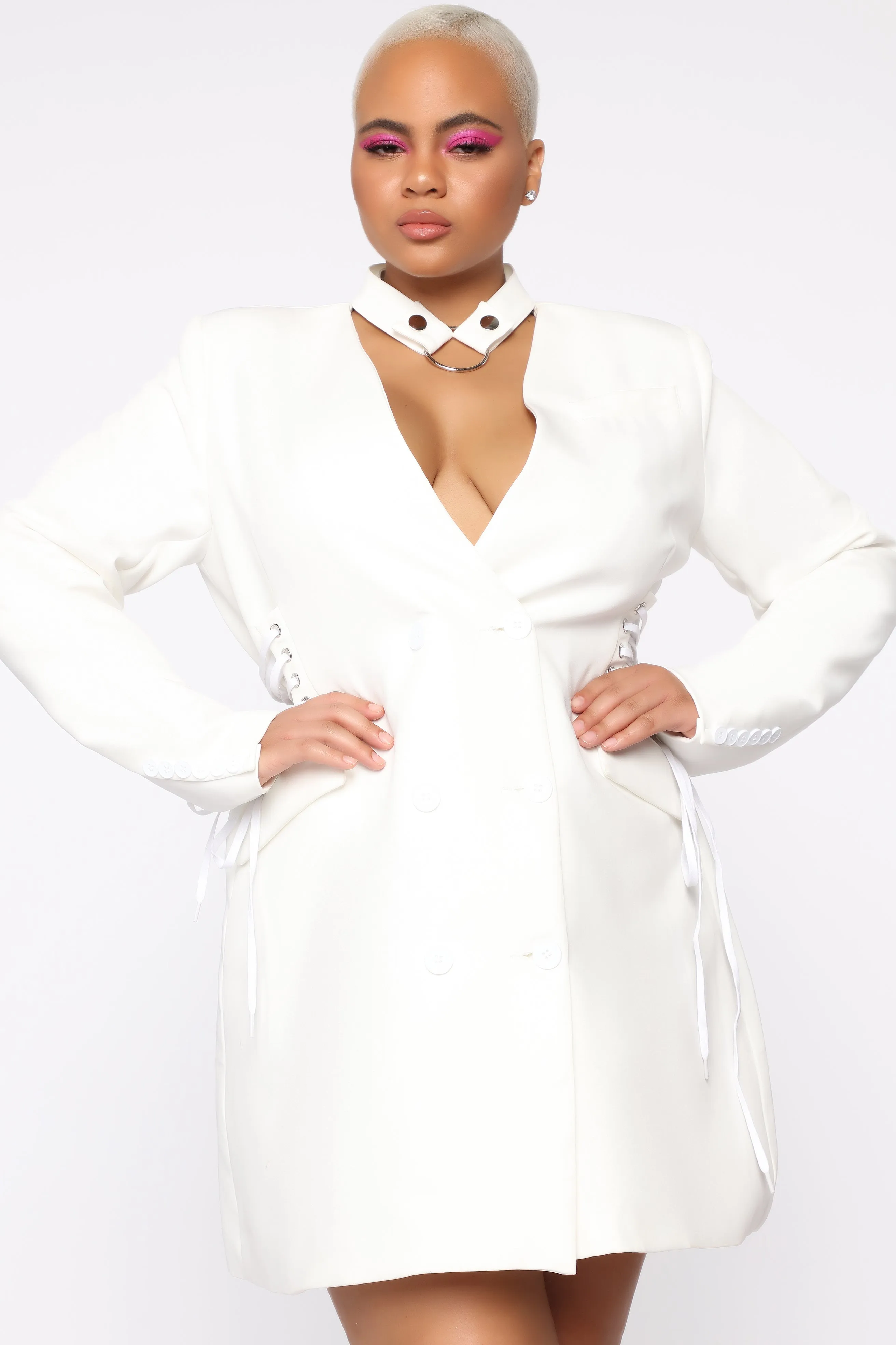 Boardin' Jets Blazer Dress - White