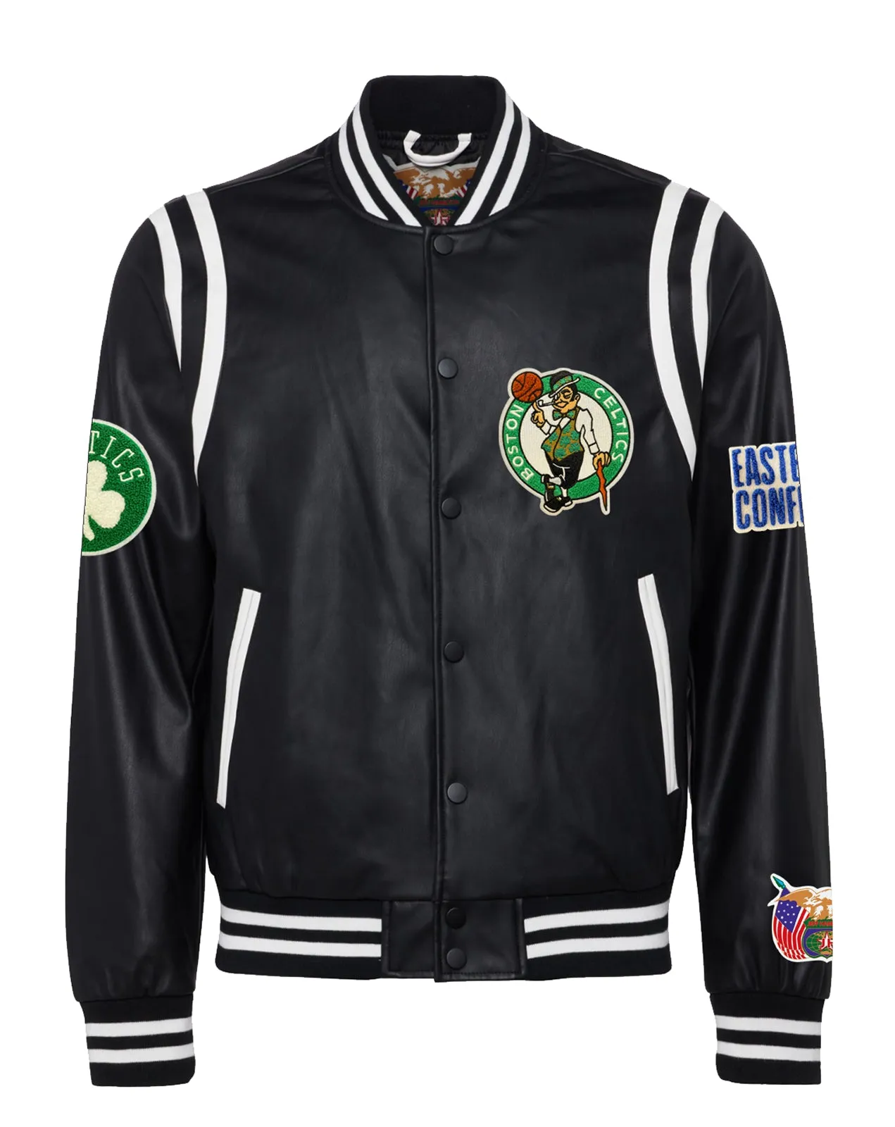 BOSTON CELTICS VEGAN LEATHER JACKET Black / White