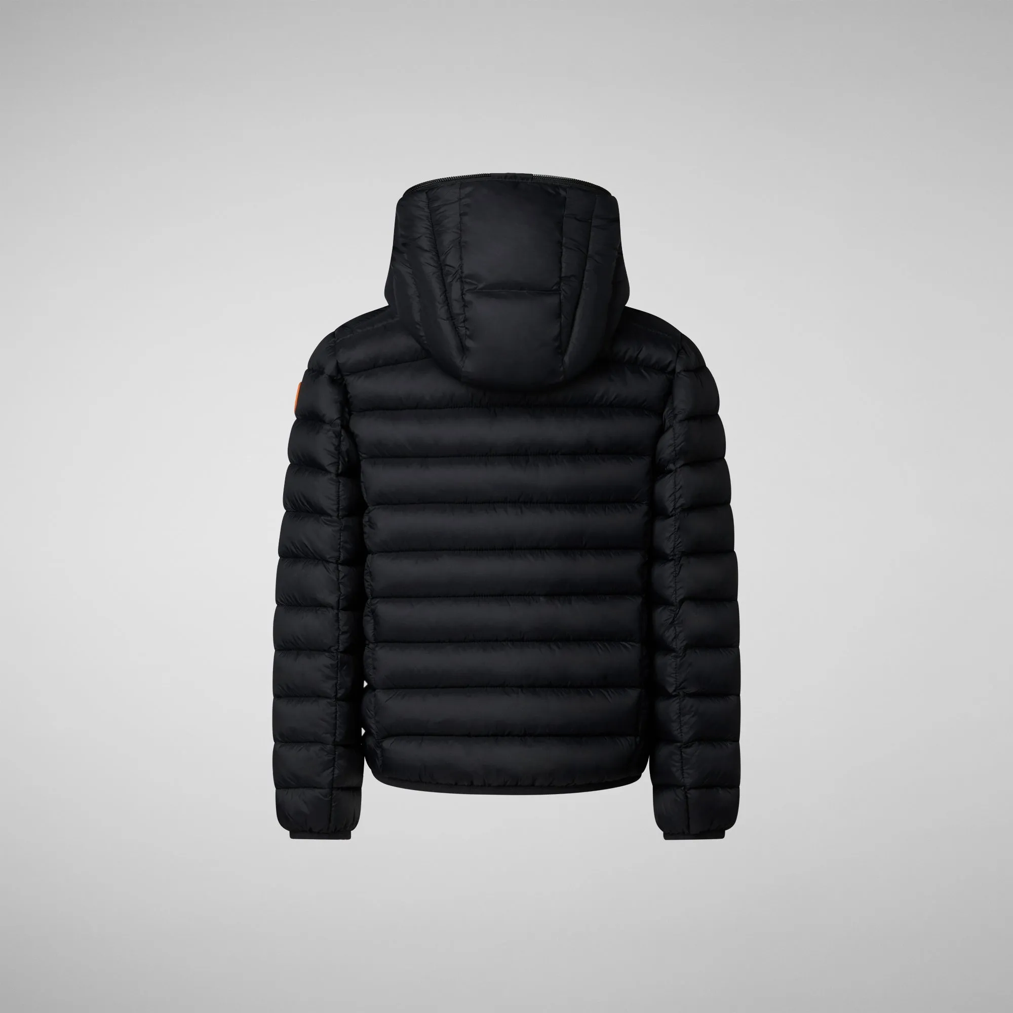 Boys' Hooded Animal free Puffer Jacket Dony in Black with Ginger Lining