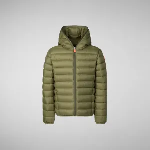 Boys' Hooded Animal free Puffer Jacket Dony in dusty olive