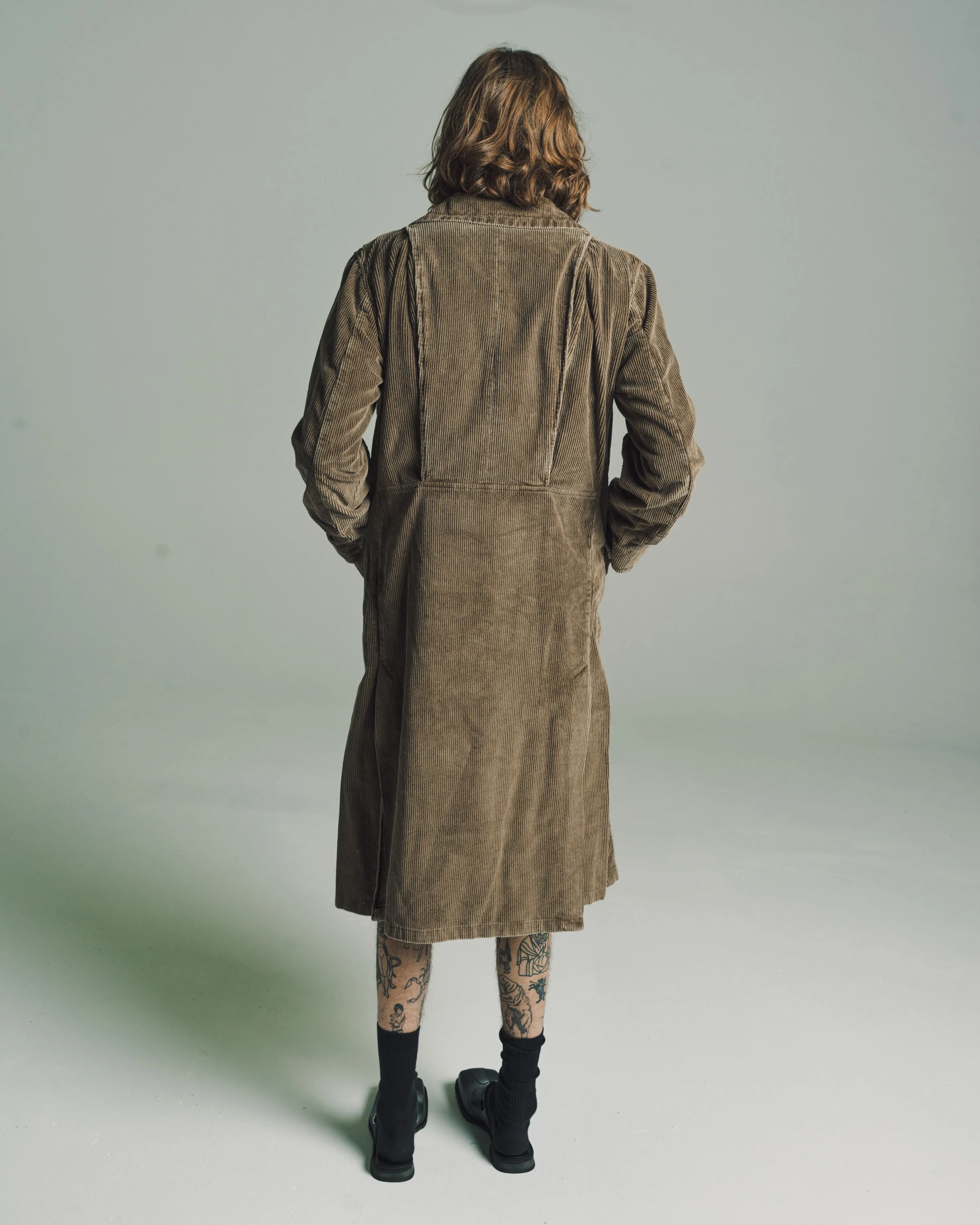 Brown Enzyme Cord Biker Trench