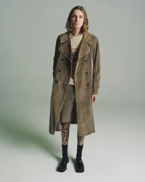 Brown Enzyme Cord Biker Trench