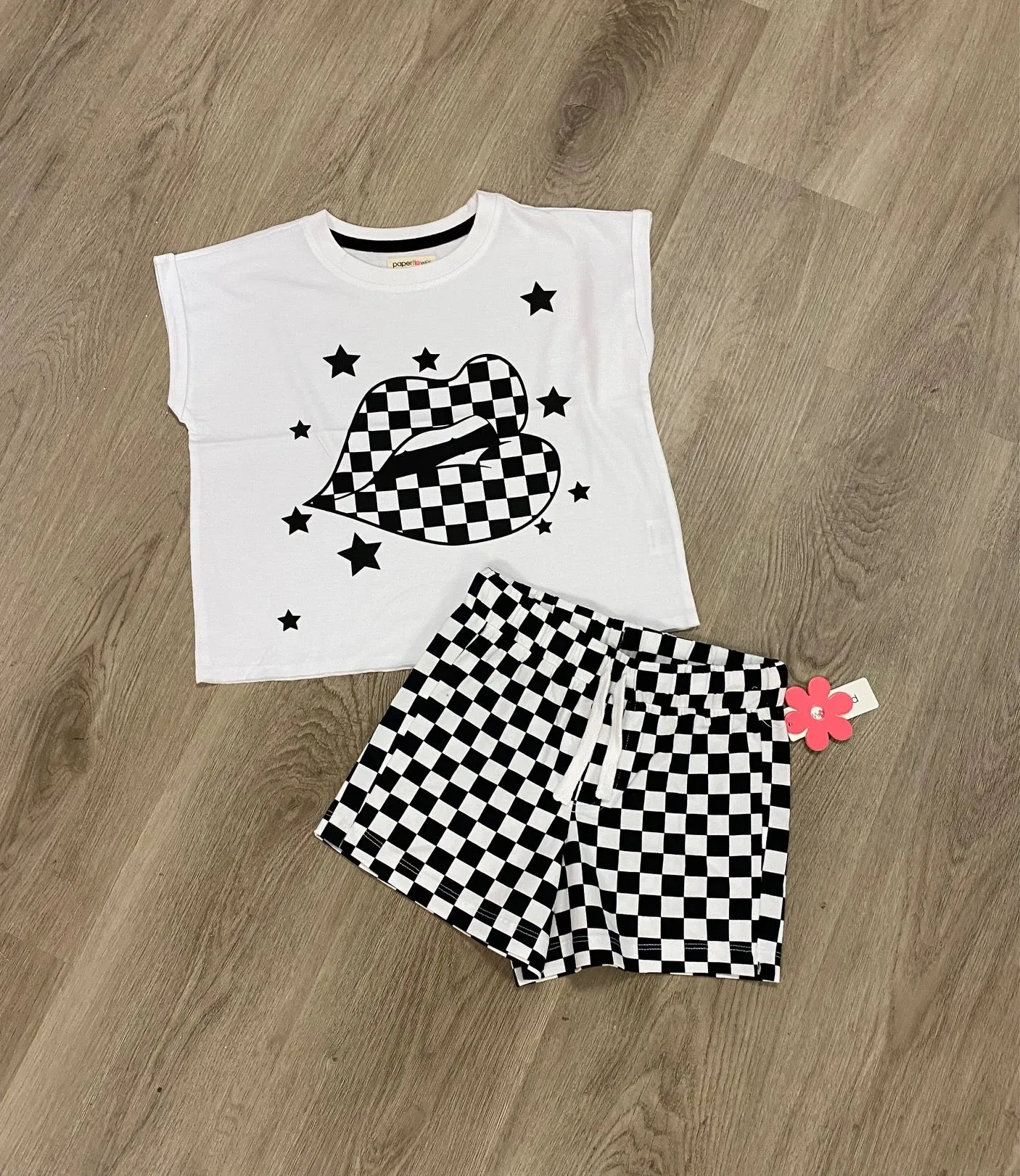 Checkered Kiss Lips Tee