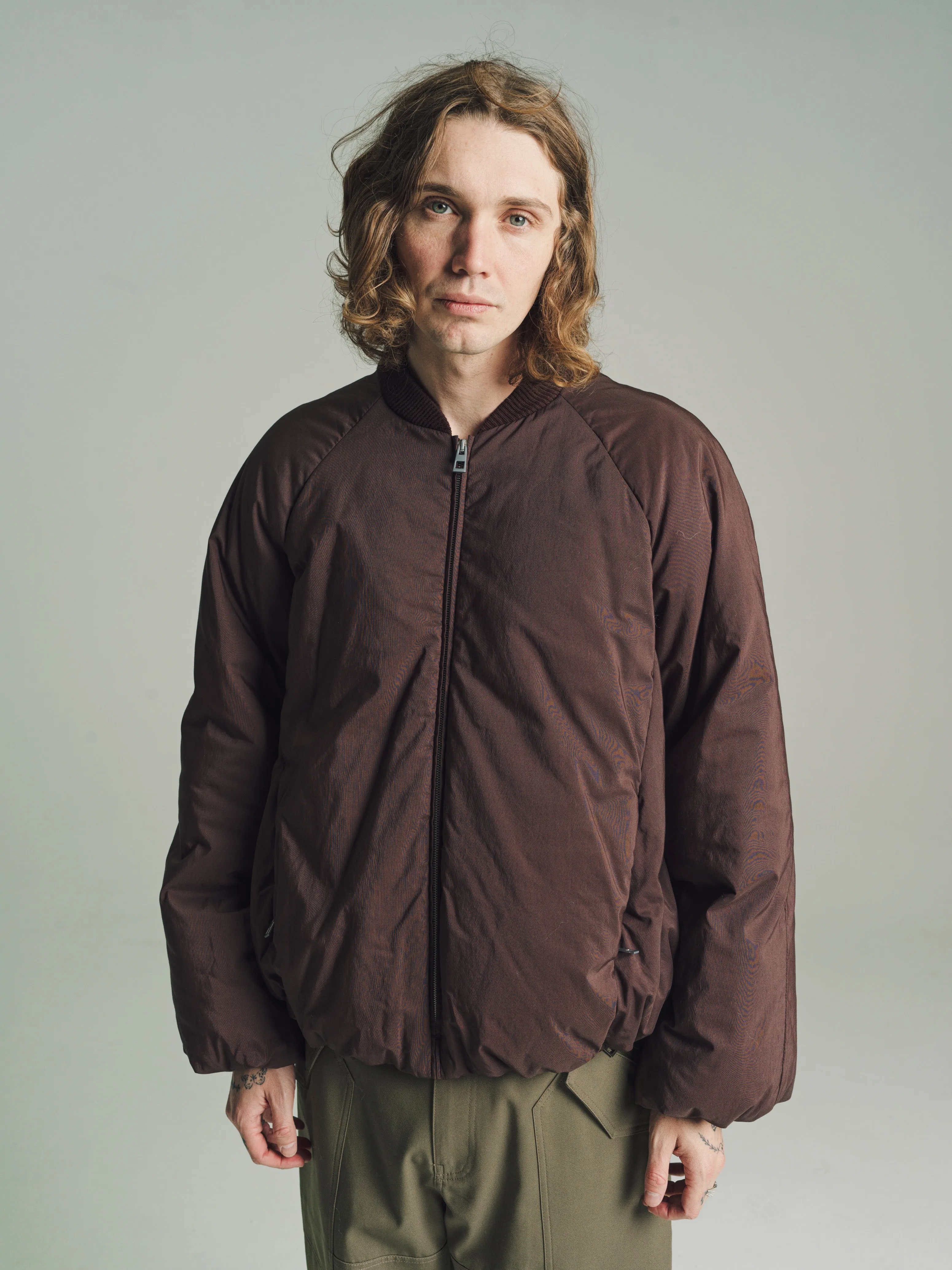 Coffee Bean Padded Bomber Jacket