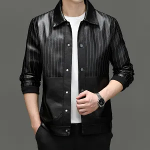 Color Matching Leather Fashion Men's Lapel