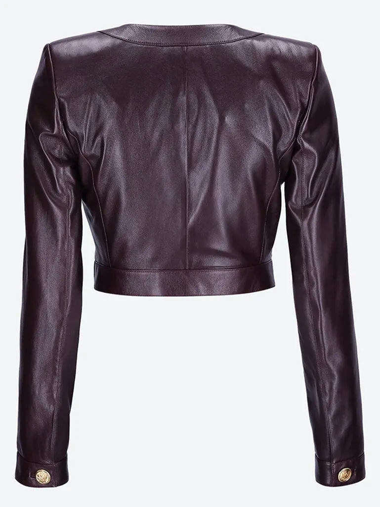 Cropped leather jacket