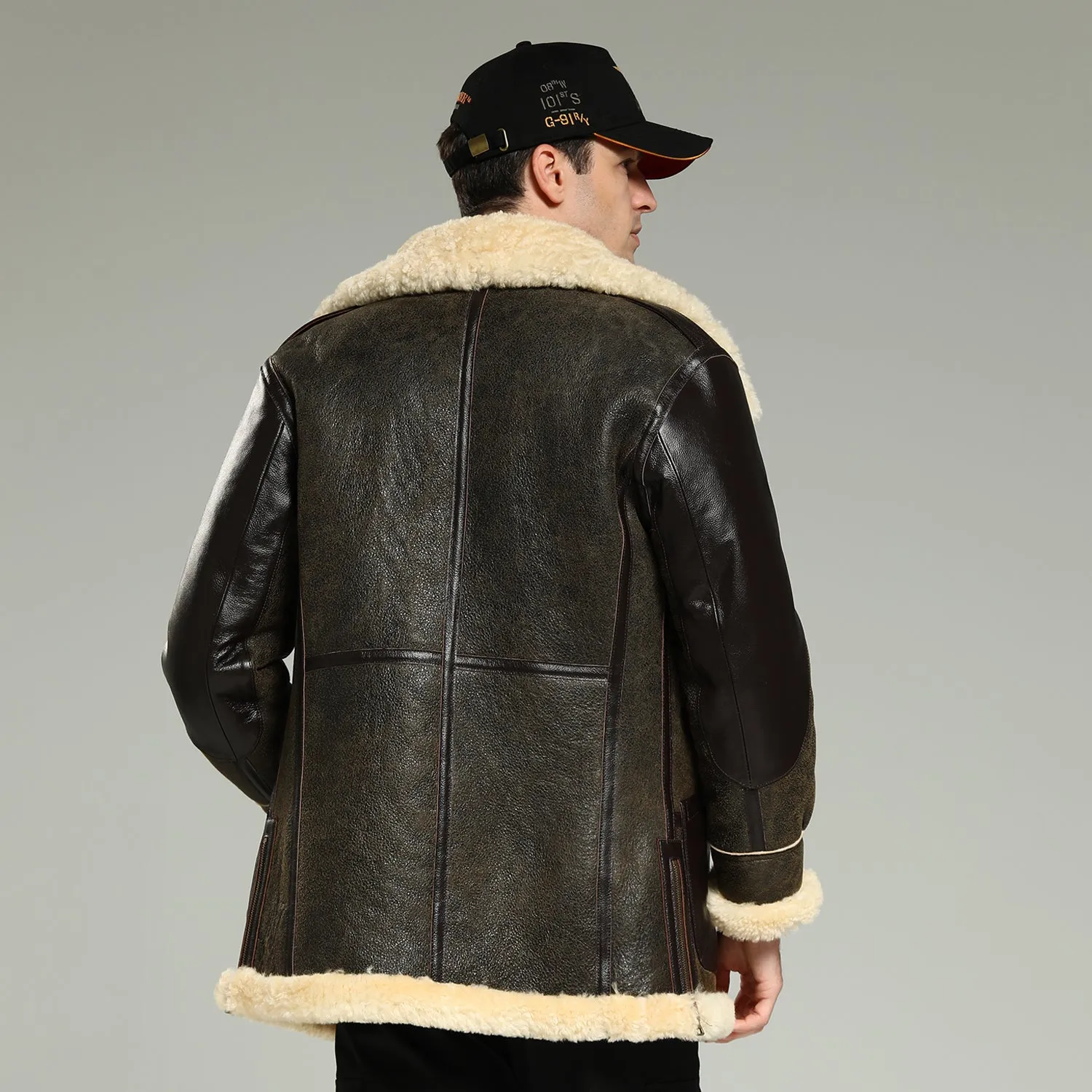 Dark brown sheepskin b3 bomber jacket