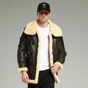 Dark brown sheepskin b3 bomber jacket