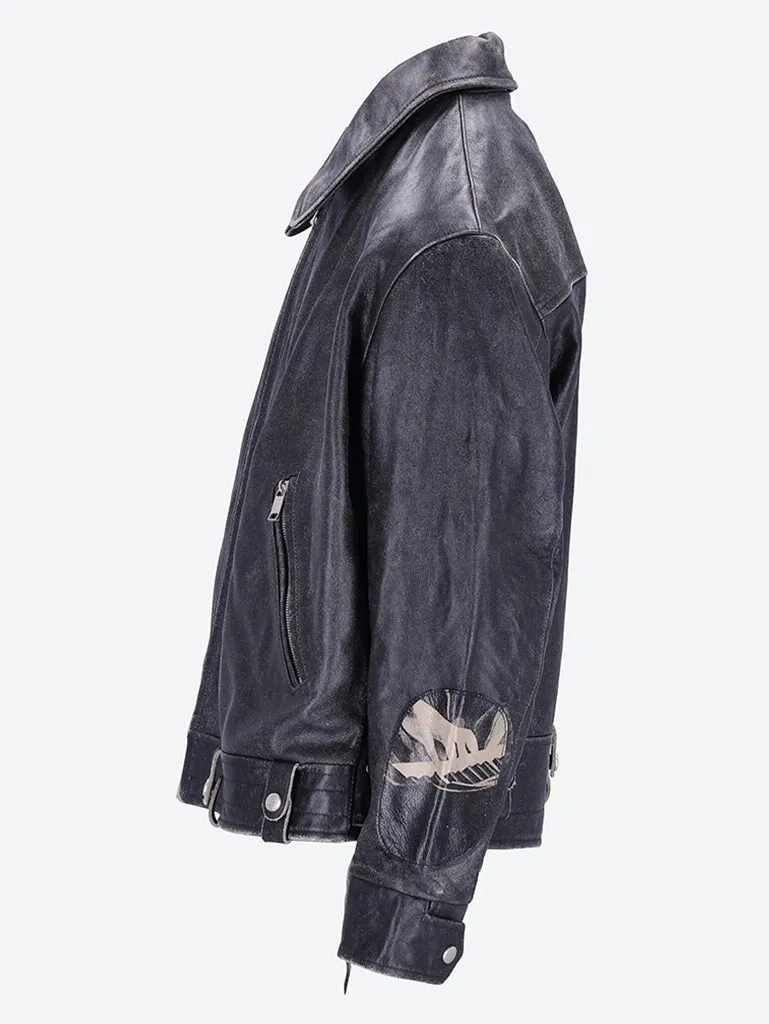 Distressed pianist aviator jacket