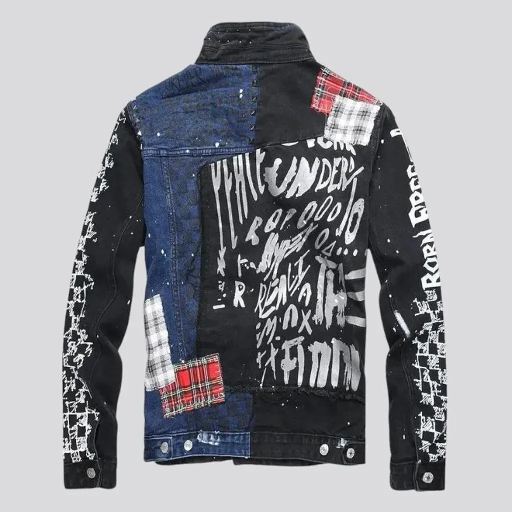 Distressed slim men's denim jacket