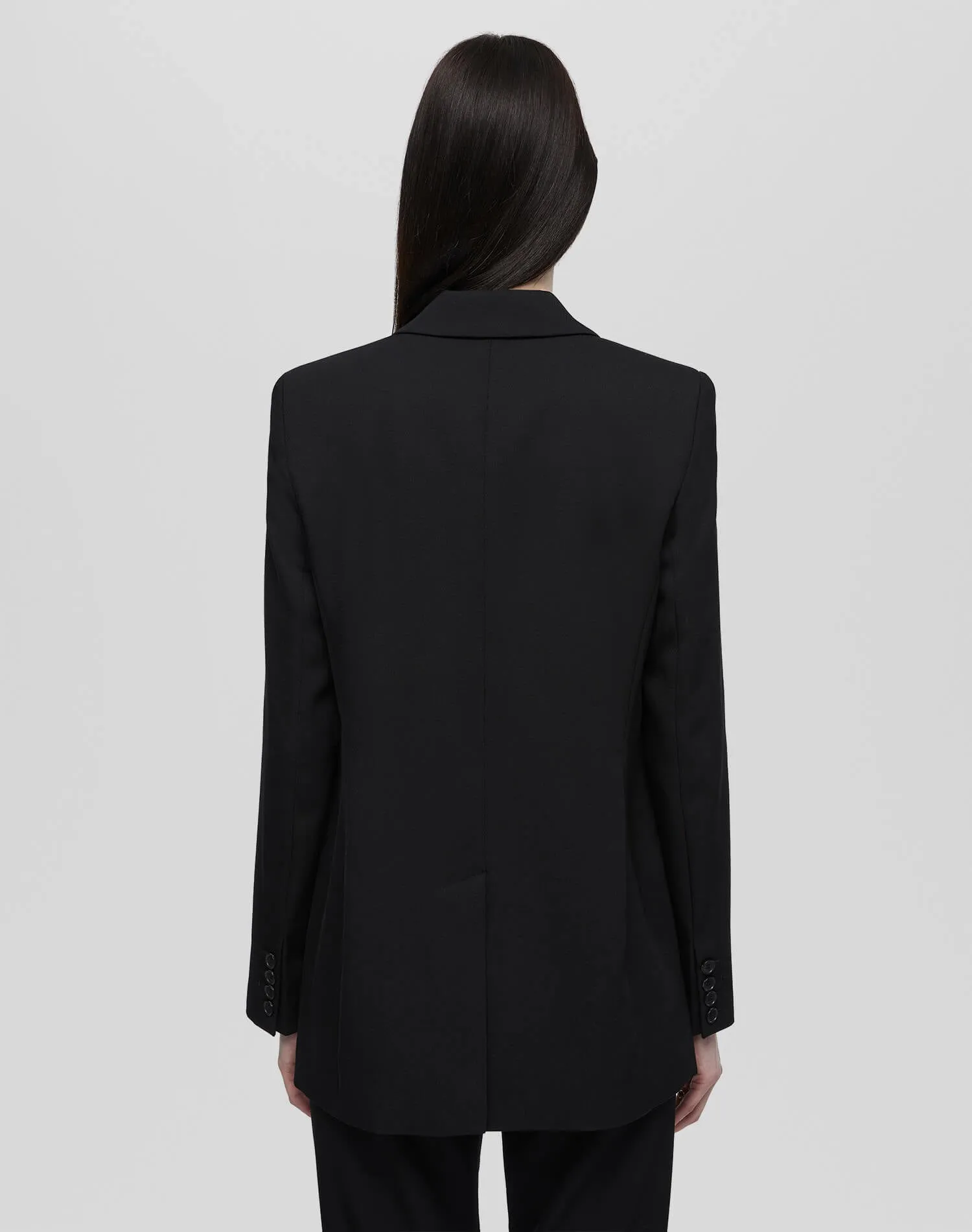 Double Breasted Long Blazer - Black