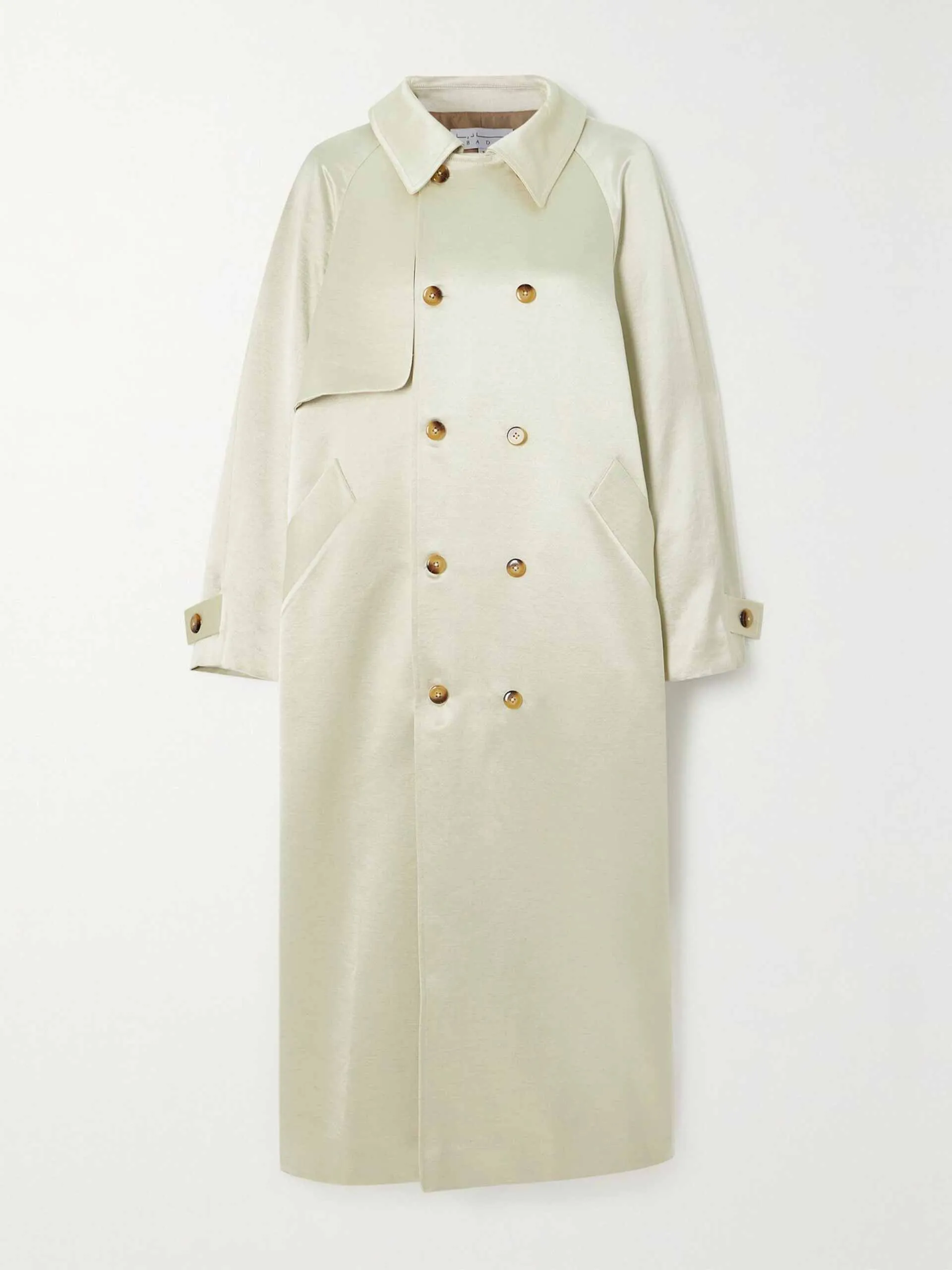 Double-breasted satin-twill trench coat