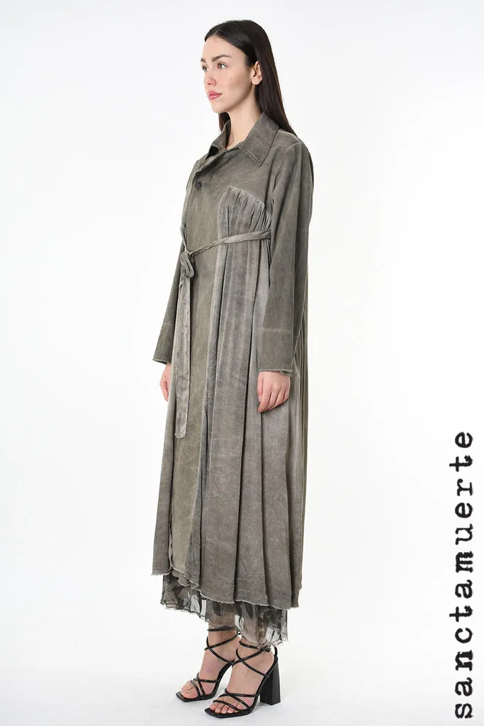 Double Chest Trench Coat in Green Tuscany