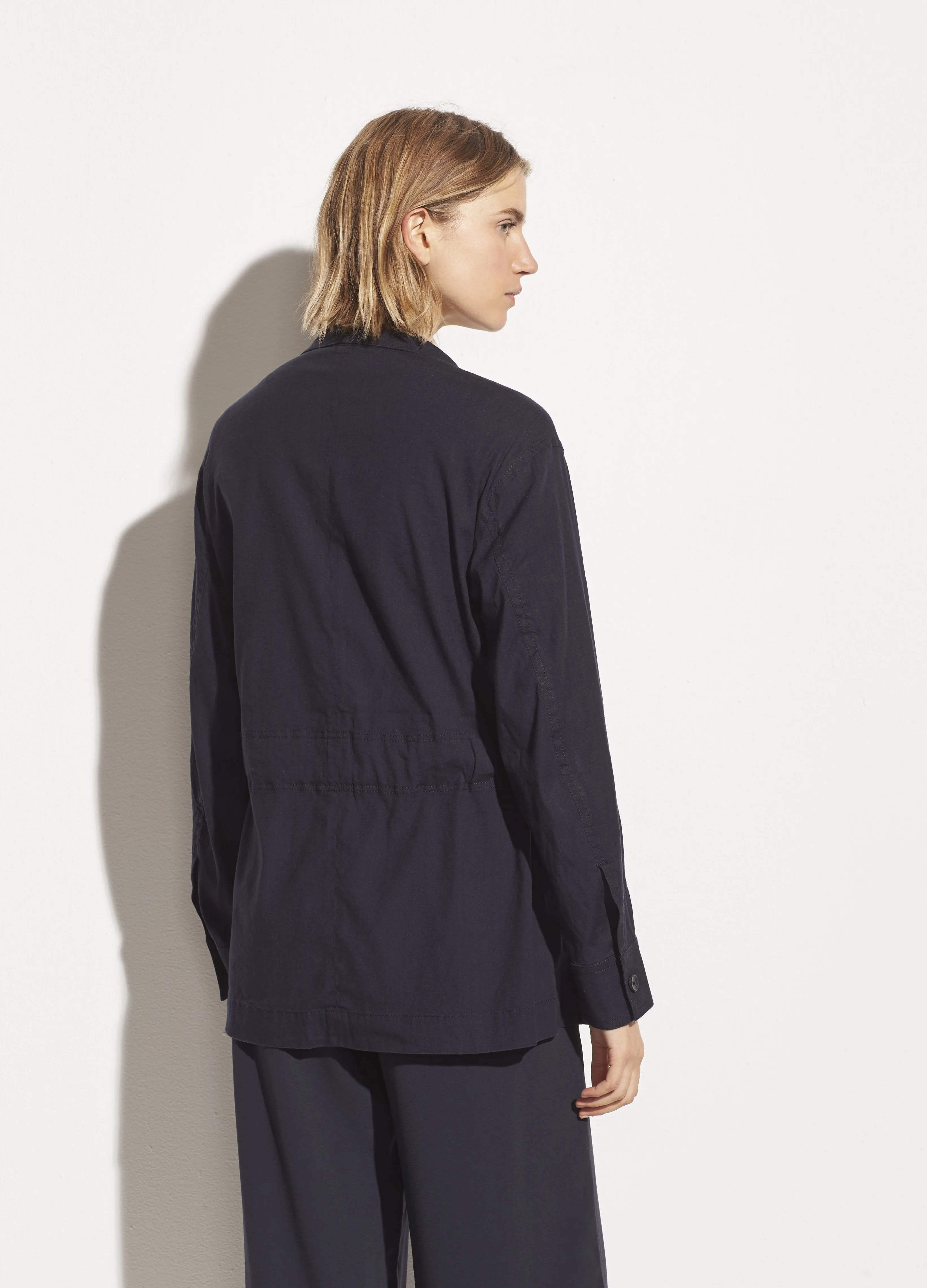 Drapey Linen Jacket in Coastal Blue