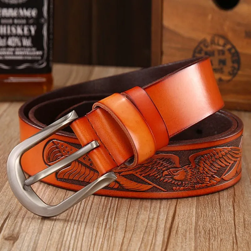 EagleLuxe Embossed Leather Belt