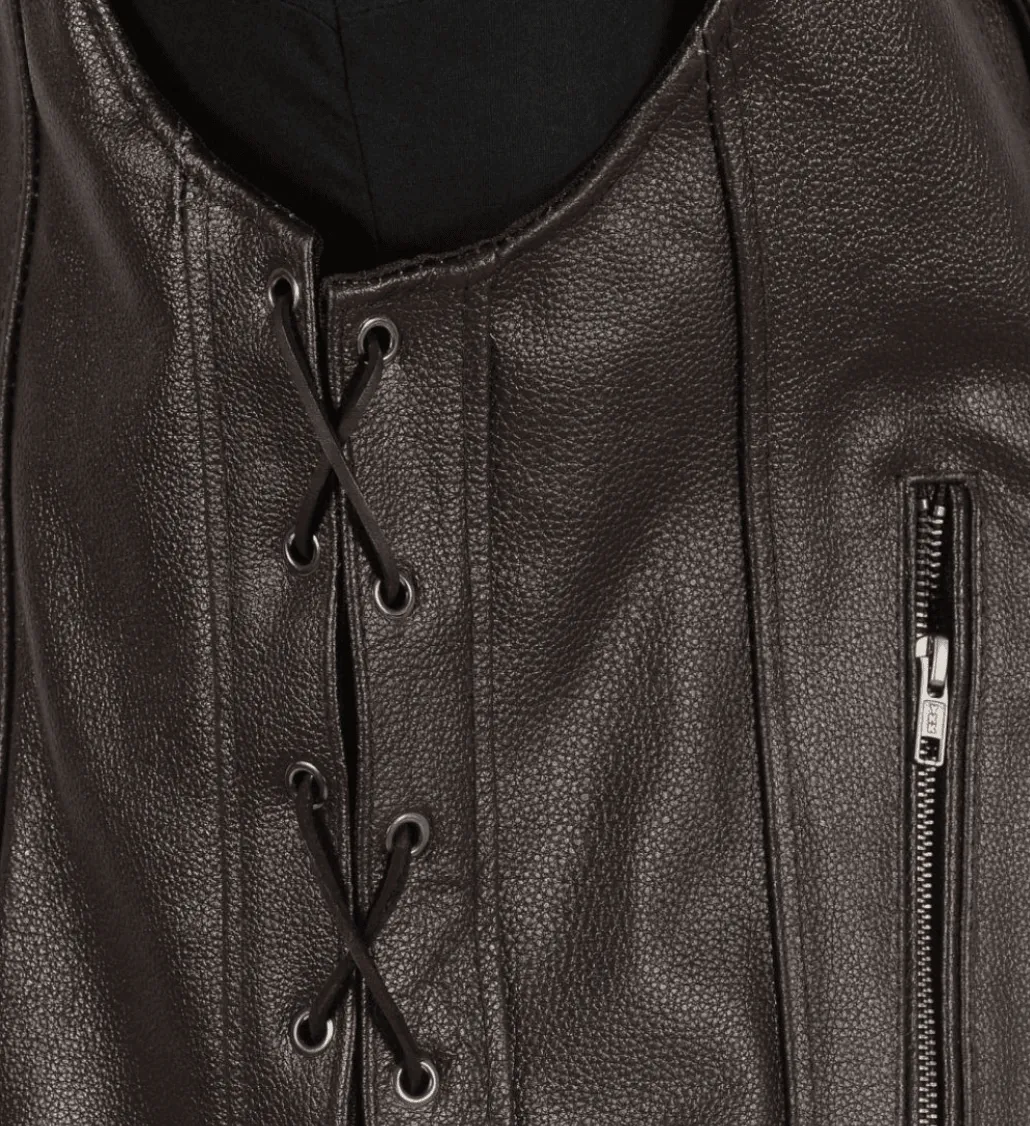 Enigma Brown Leather Vest Men