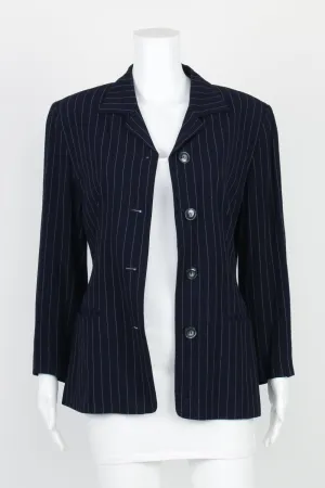 ESPRIT Black And White Striped Button Front Blazer 8