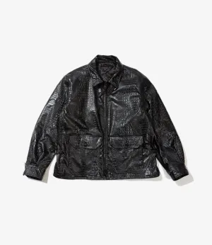 G8 Jacket – Black Alligator Embossed Fake Leather