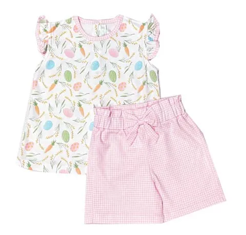 Girl's "Easter Egg" Printed Short Set