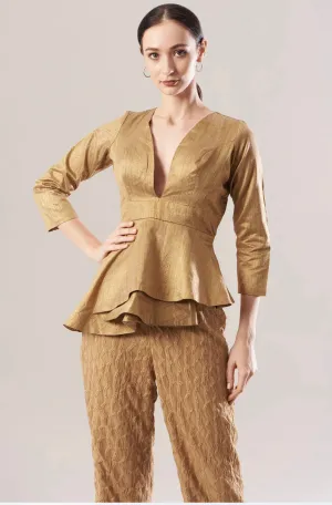 Gold Peplum Party Top for Women