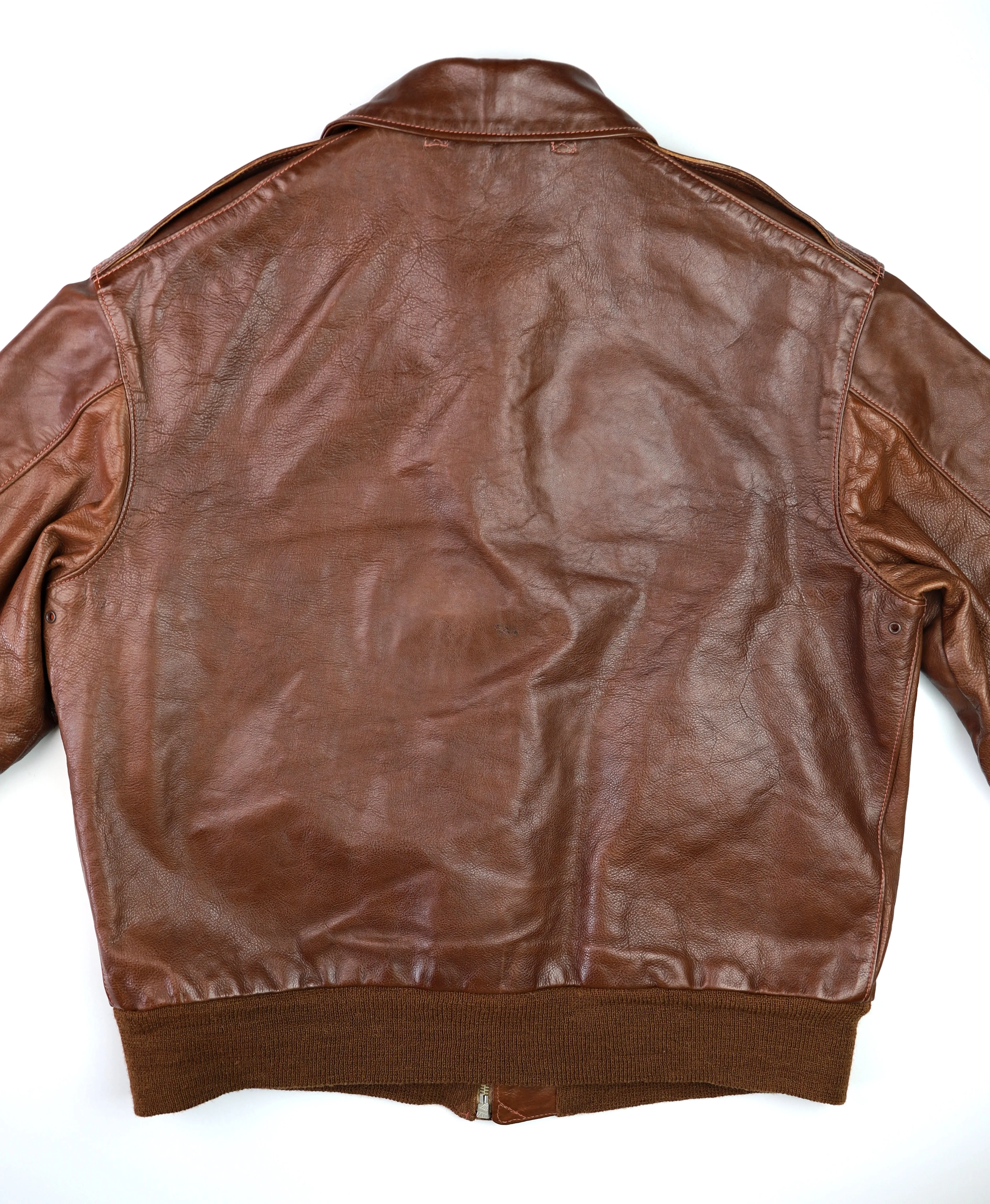 Goodwear A-2 Military Flight Jacket, Gently Worn, size 44, Russet Horsehide