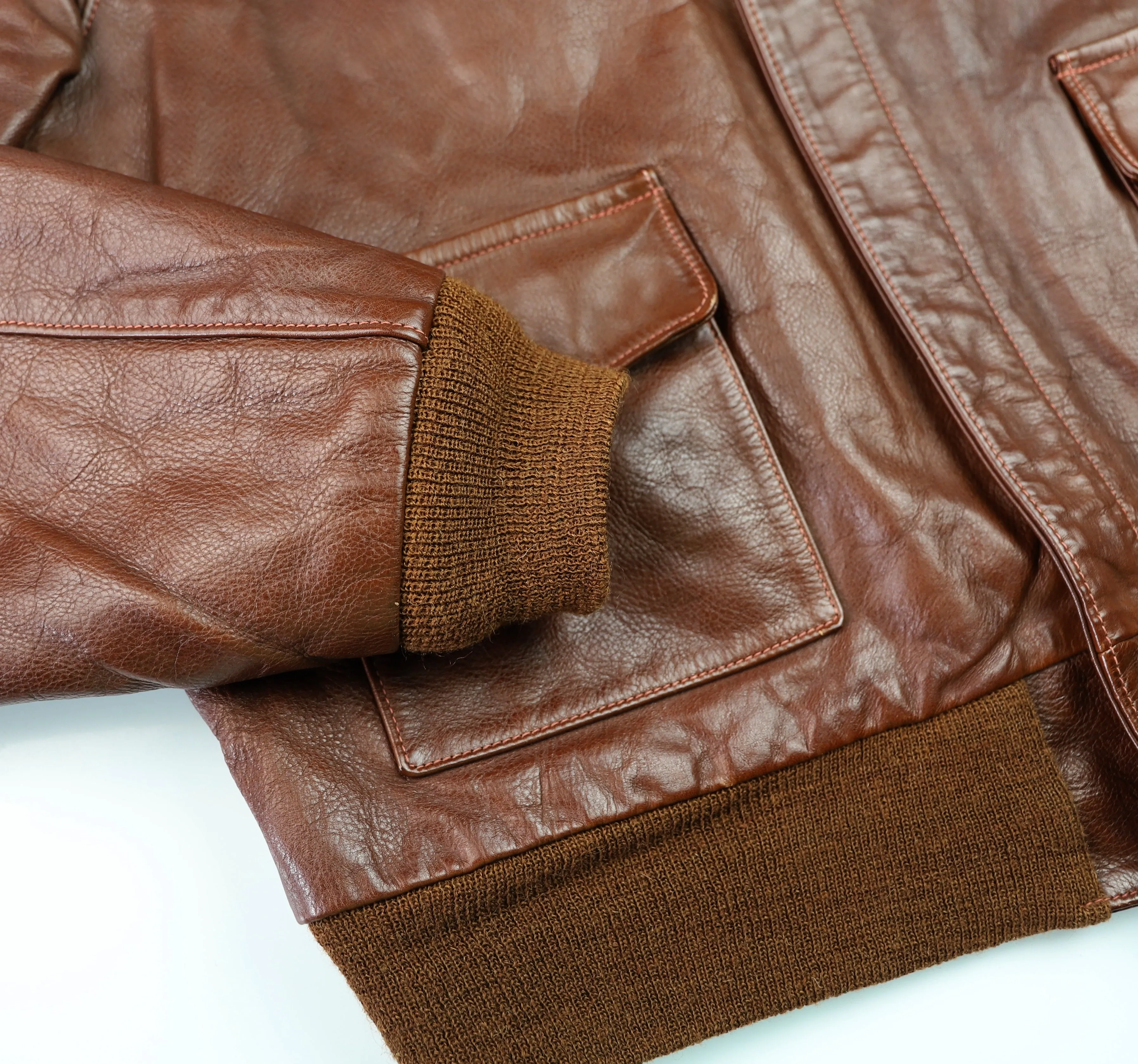 Goodwear A-2 Military Flight Jacket, Gently Worn, size 44, Russet Horsehide