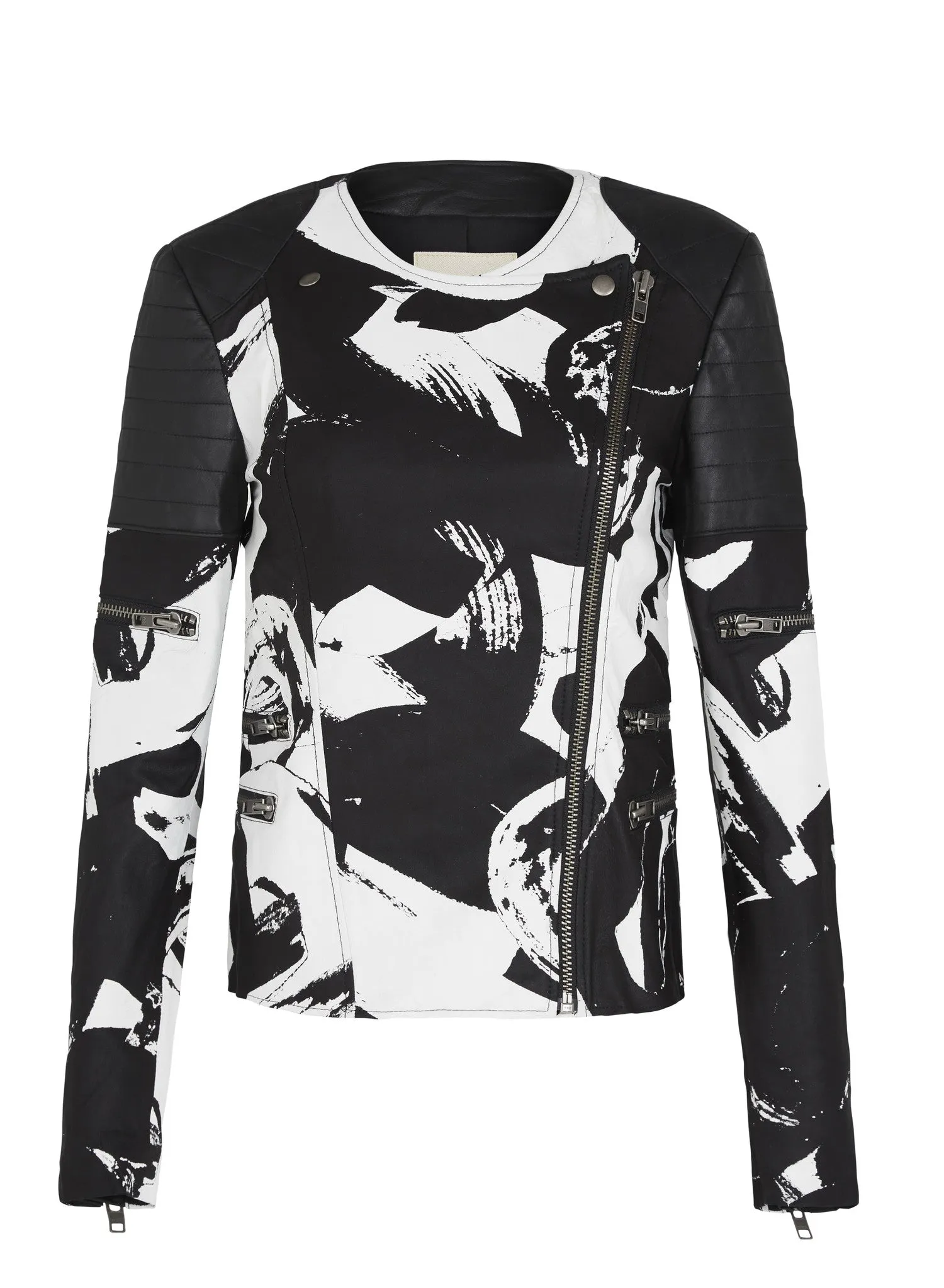 Greenwich Street Motor Jacket in Printed Leather - SAMPLE