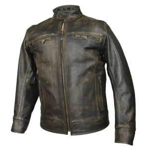 HMM546DB Distressed Brown Leather Scooter Jacket