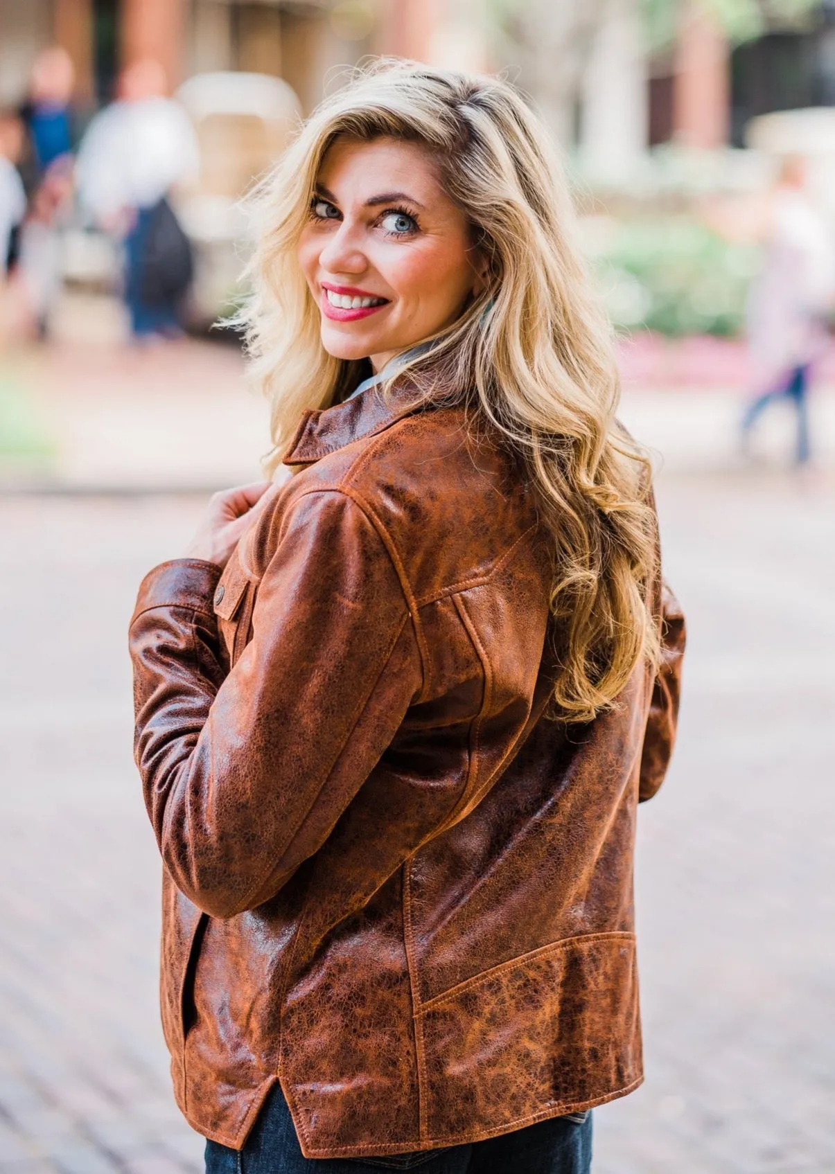 Jacket, Brown Leather in Western Cut - L1104 - SALE!