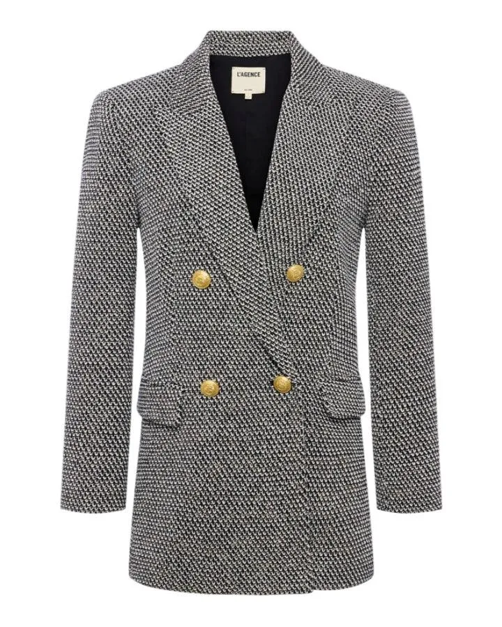 L'Agence Riva Knit Double Breasted Blazer