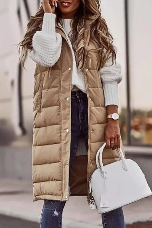 Layla Long Hooded Puffer Vest