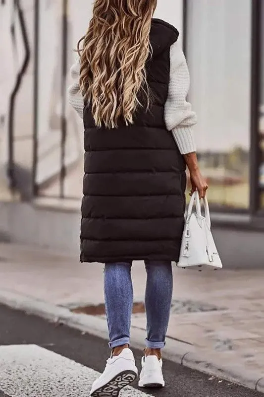 Layla Long Hooded Puffer Vest