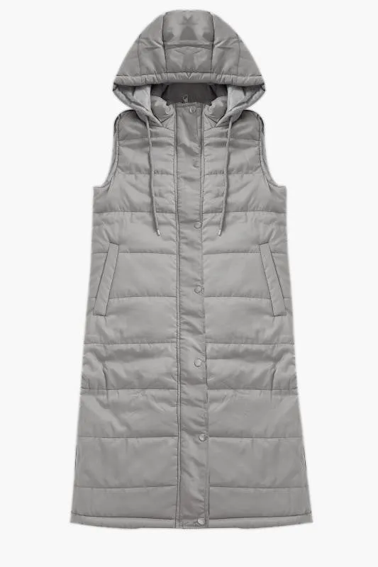 Layla Long Hooded Puffer Vest