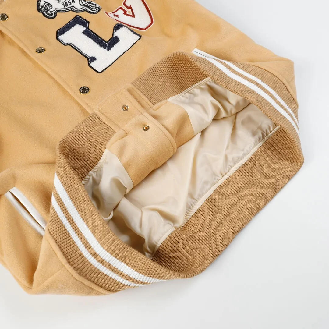 Louis Vuitton Beige White Signature Patch Varsity Jacket