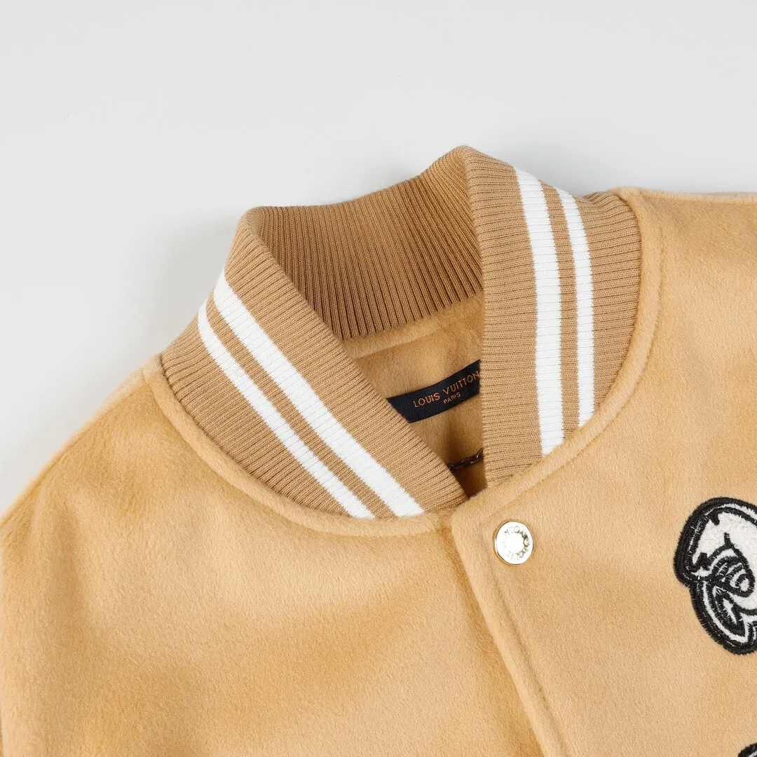 Louis Vuitton Beige White Signature Patch Varsity Jacket