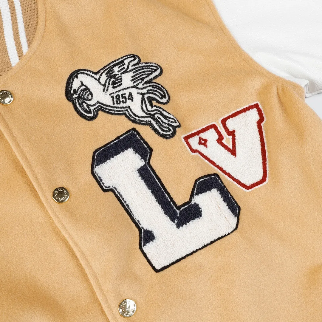 Louis Vuitton Beige White Signature Patch Varsity Jacket