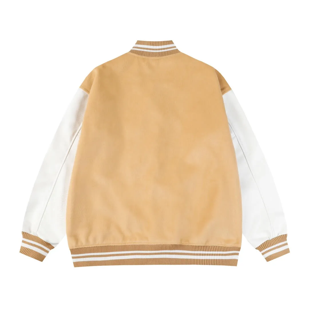 Louis Vuitton Beige White Signature Patch Varsity Jacket