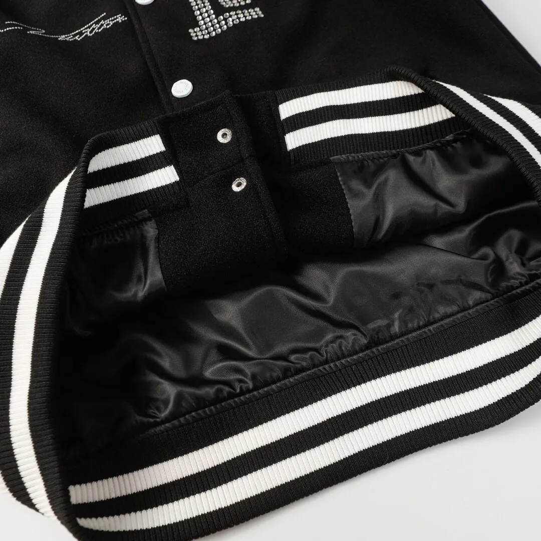 Louis Vuitton Black and White Mix Leather Blouson Varsity  Jacket