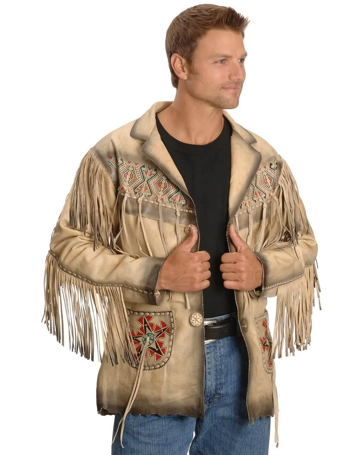 Maricopa Fringe Brown Leather Jacket Mens