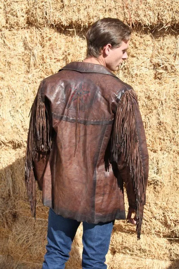 Maricopa Fringe Brown Leather Jacket Mens